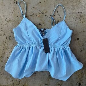 NWT Forever 21 Light Blue Peplum Adjustable Spaghetti Strap Top Size XL